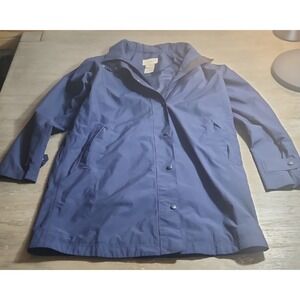 LL Bean Women's Navy H2OFF Rain Coat With Detachable Hood XS Jacket